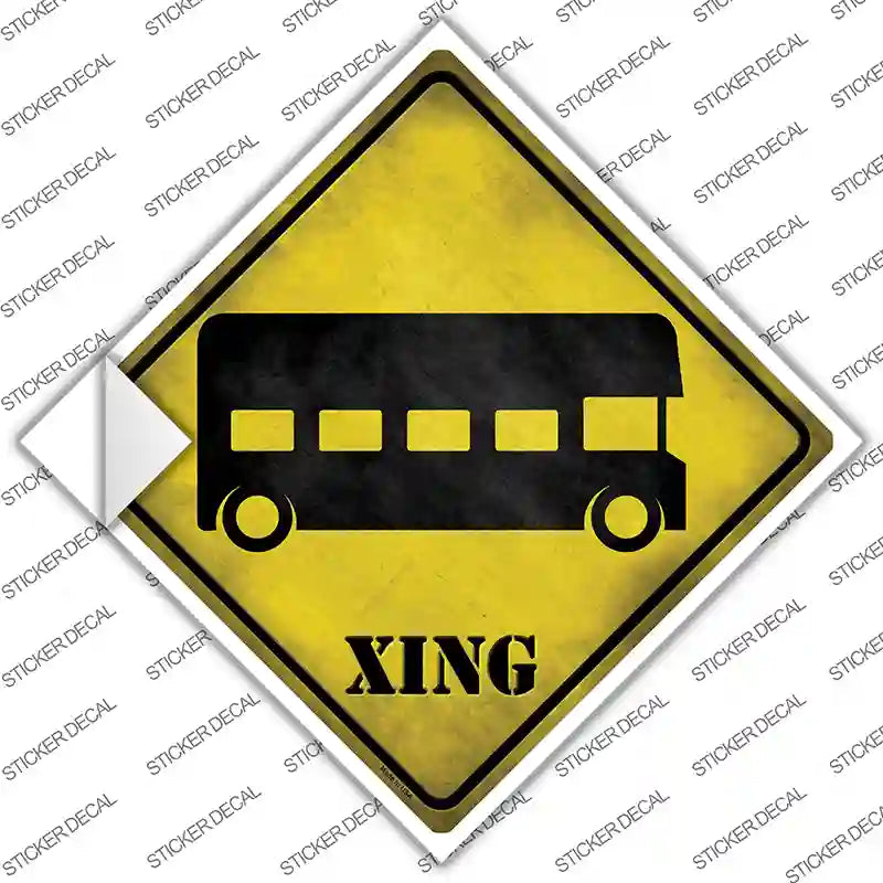 CX-211s-XL Double-Decker Bus Xing Novelty Diamond Sticker Decal - Extra Large