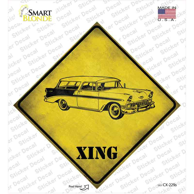 CX-229s-M Classic 59 Cadillac Xing Novelty Diamond Sticker Decal - Medium