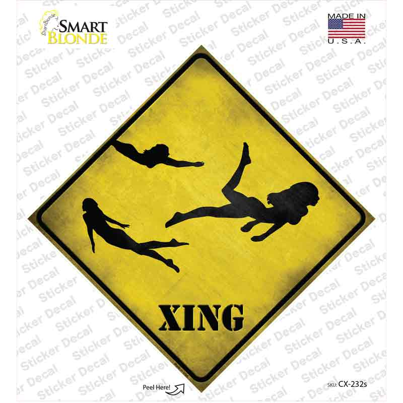 CX-232s-M Women Swimming Xing Novelty Diamond Sticker Decal - Medium