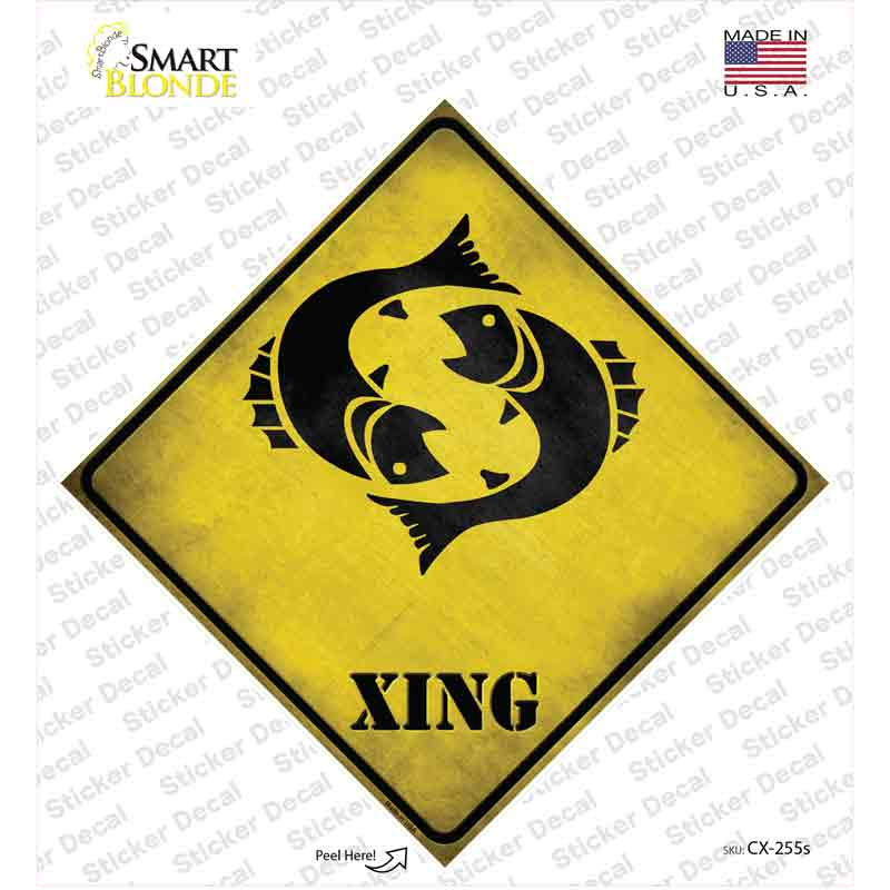 CX-255s-M Pisces Zodiac Animal Xing Novelty Diamond Sticker Decal - Medium