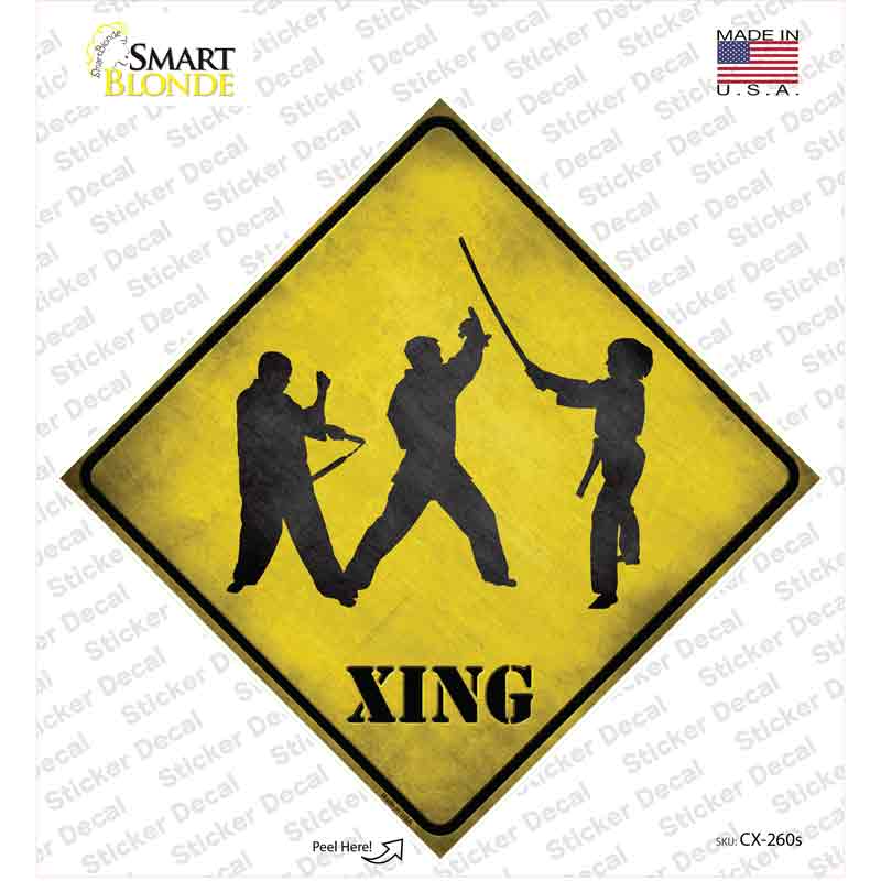 CX-260s-M Three Martial Artists Xing Novelty Diamond Sticker Decal - Medium
