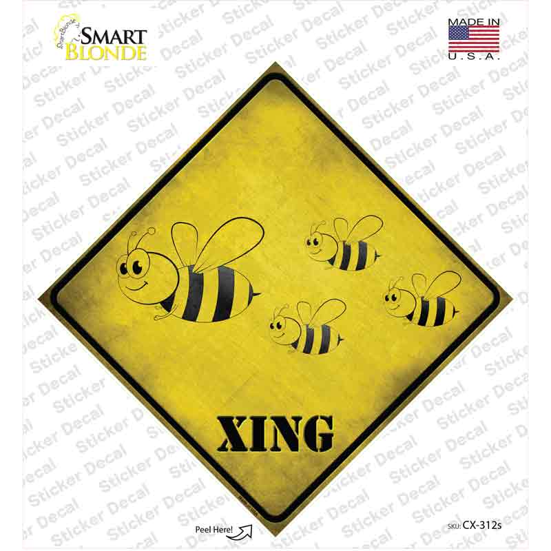 CX-312s-M Cartoon Bee Xing Novelty Diamond Sticker Decal - Medium