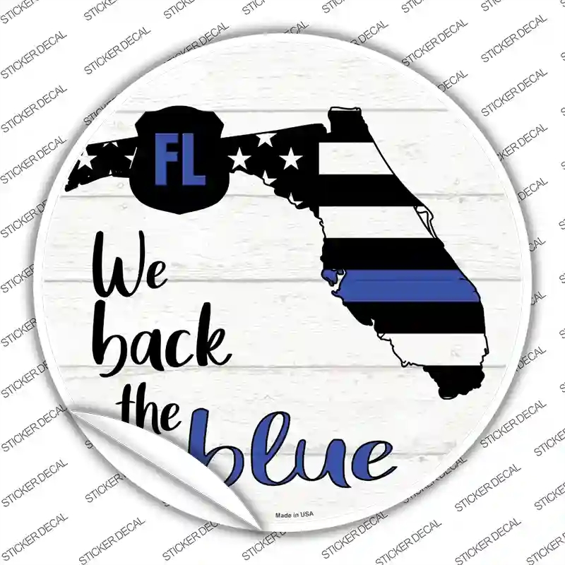 C-1238s-XL Florida Back the Blue Novelty Circle Sticker Decal - Extra Large