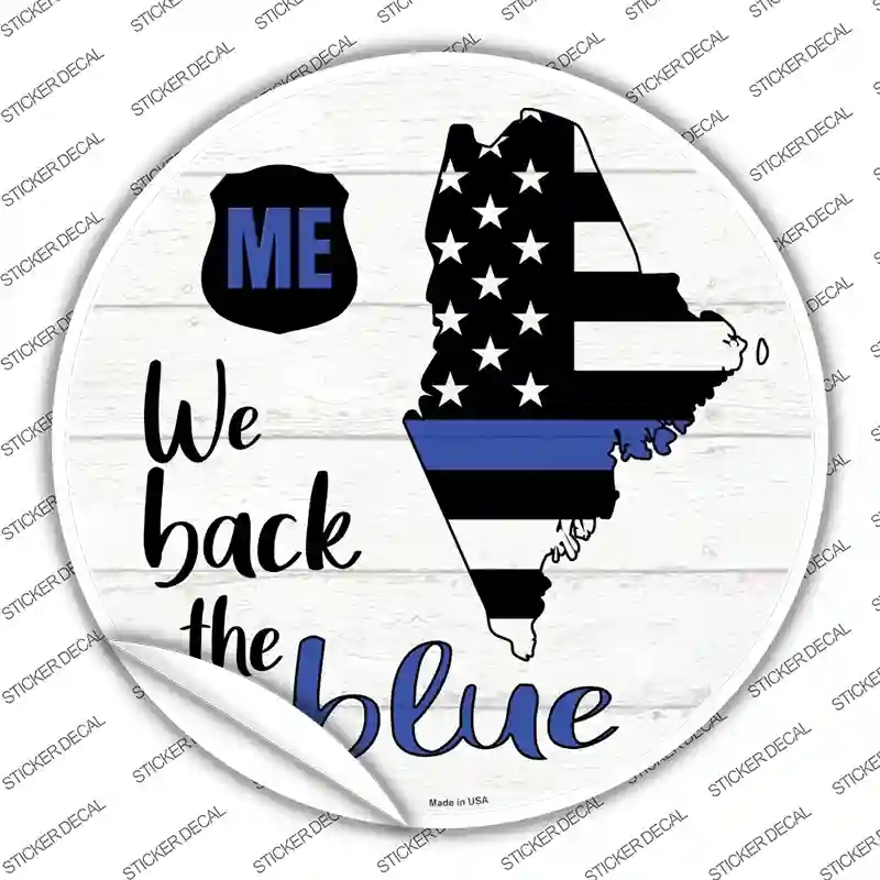 C-1248s-S Maine Back the Blue Novelty Circle Sticker Decal - Small