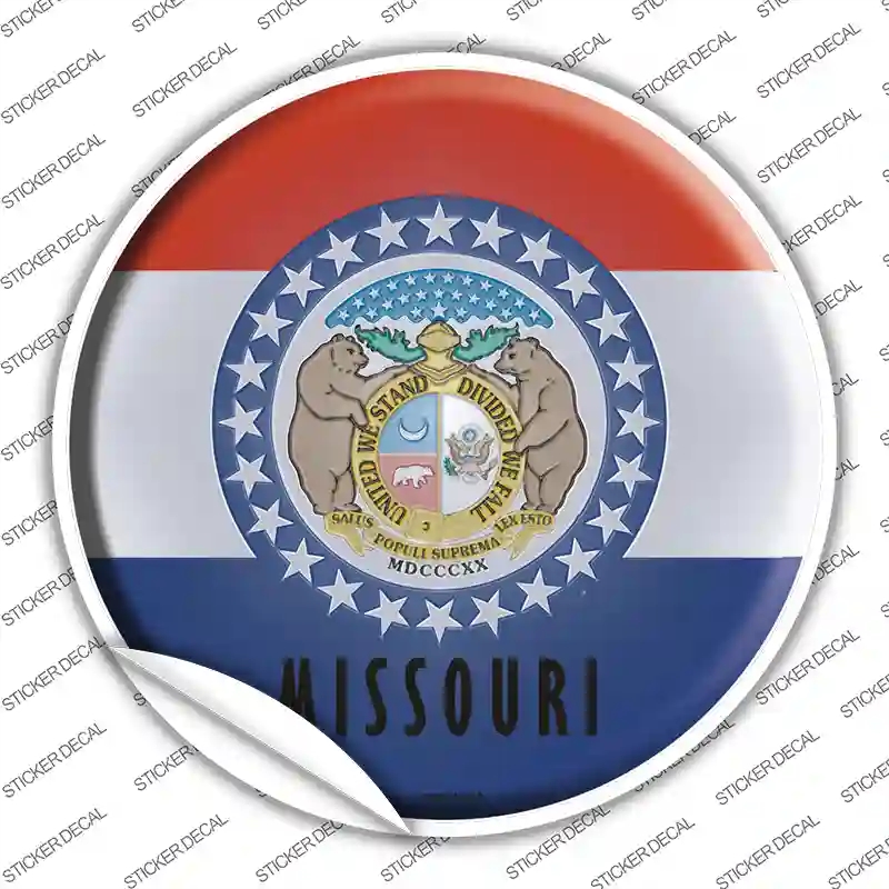 C-124s-XL Missouri State Flag Novelty Circle Sticker Decal - Extra Large
