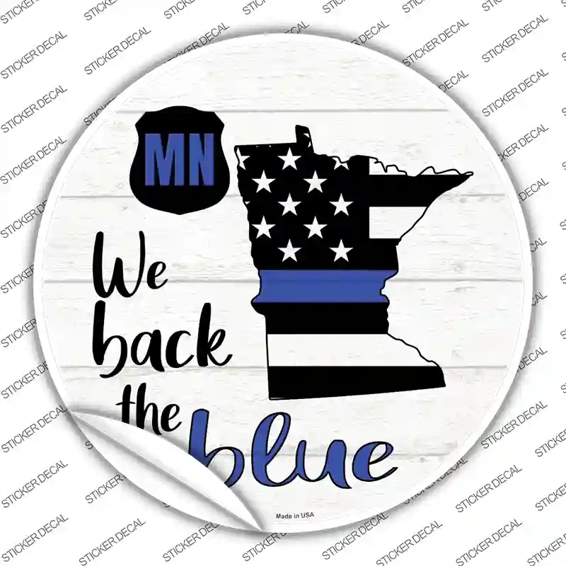 C-1252s-S Minnesota Back the Blue Novelty Circle Sticker Decal - Small