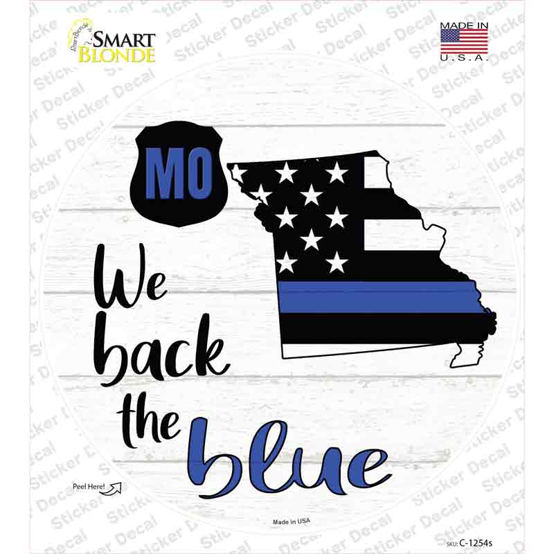 C-1254s-M Missouri Back the Blue Novelty Circle Sticker Decal - Medium