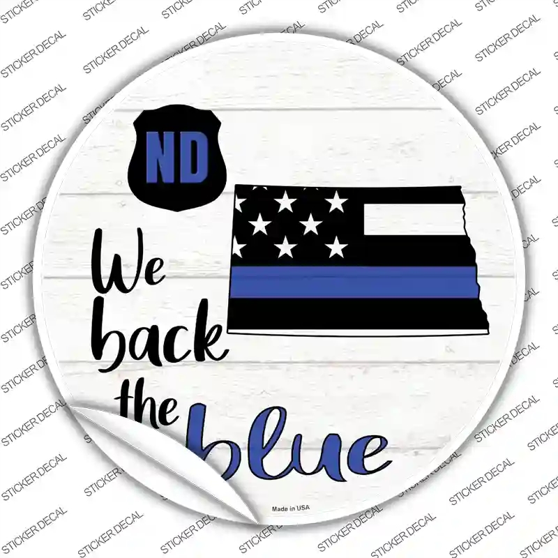 C-1263s-S North Dakota Back the Blue Novelty Circle Sticker Decal - Small