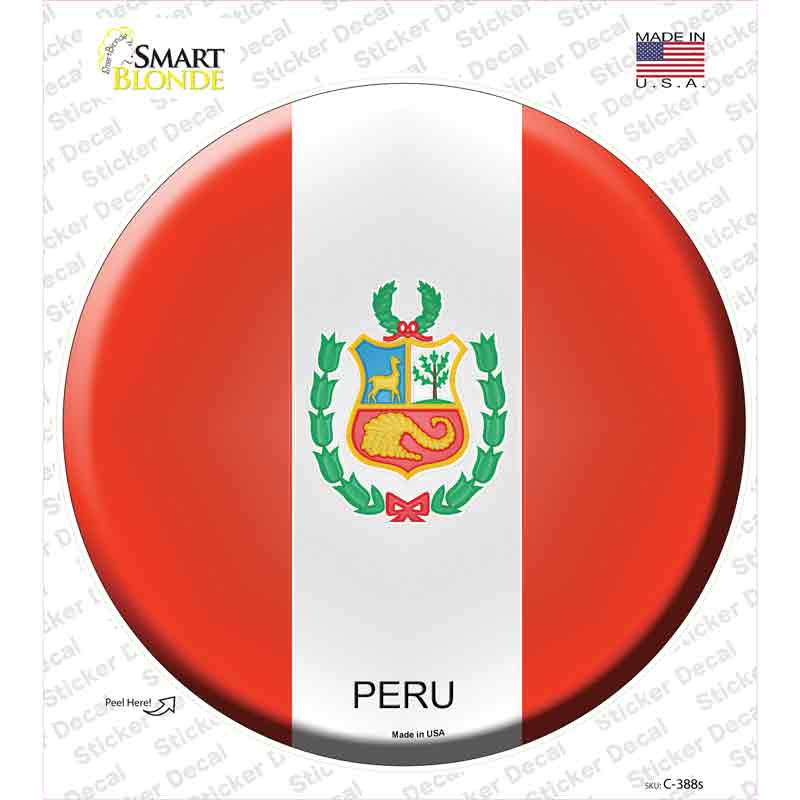 C-388s-M Peru Country Novelty Circle Sticker Decal - Medium