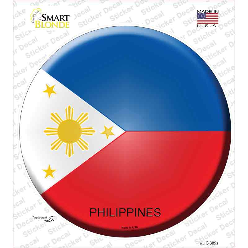 C-389s-M Philippines Country Novelty Circle Sticker Decal - Medium