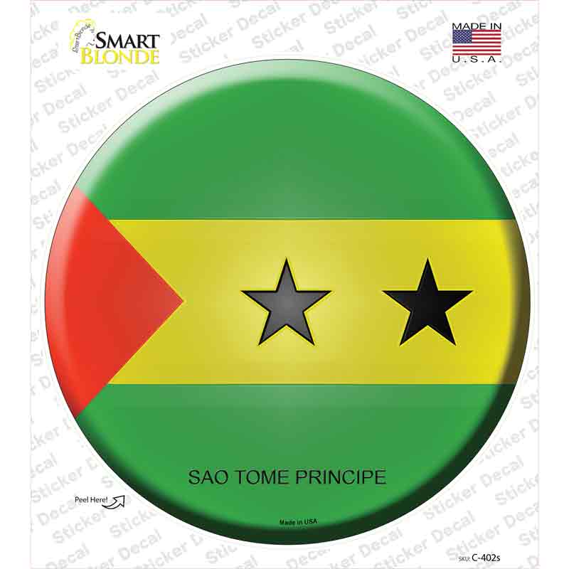C-402s-M Sao Tome Principe Country Novelty Circle Sticker Decal - Medium