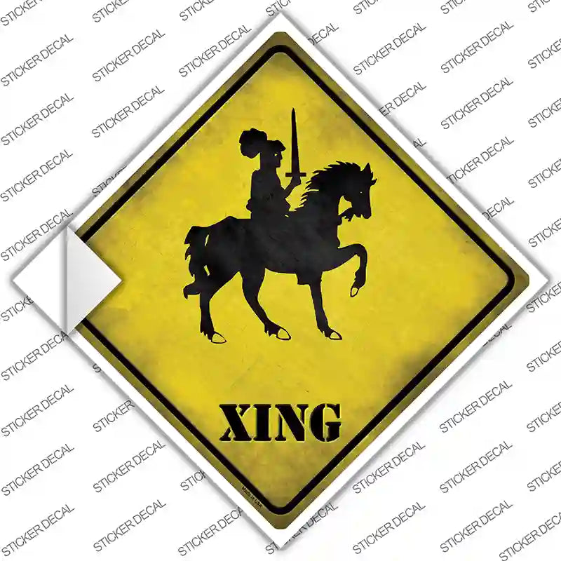 CX-143s-L Knight on Horse Xing Novelty Diamond Sticker Decal - Large