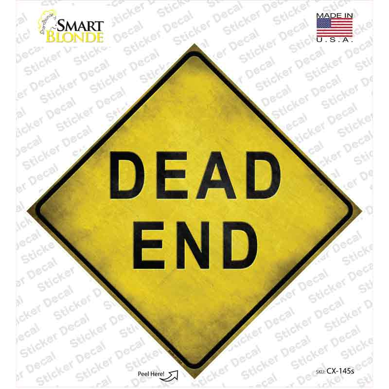 CX-145s-M Dead End Textured Novelty Diamond Sticker Decal - Medium