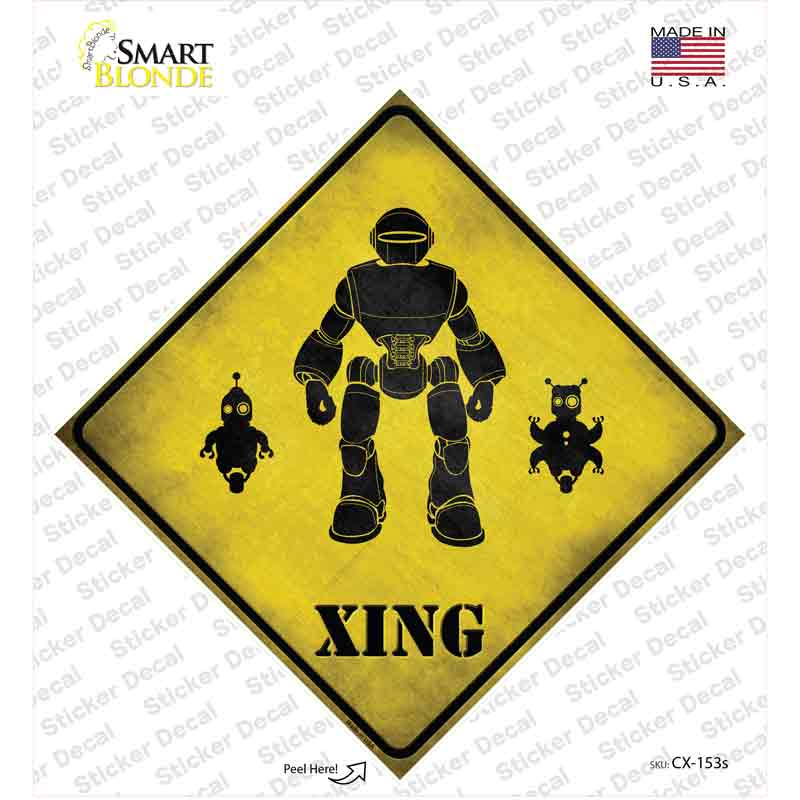 CX-153s-M Robots Xing Novelty Diamond Sticker Decal - Medium