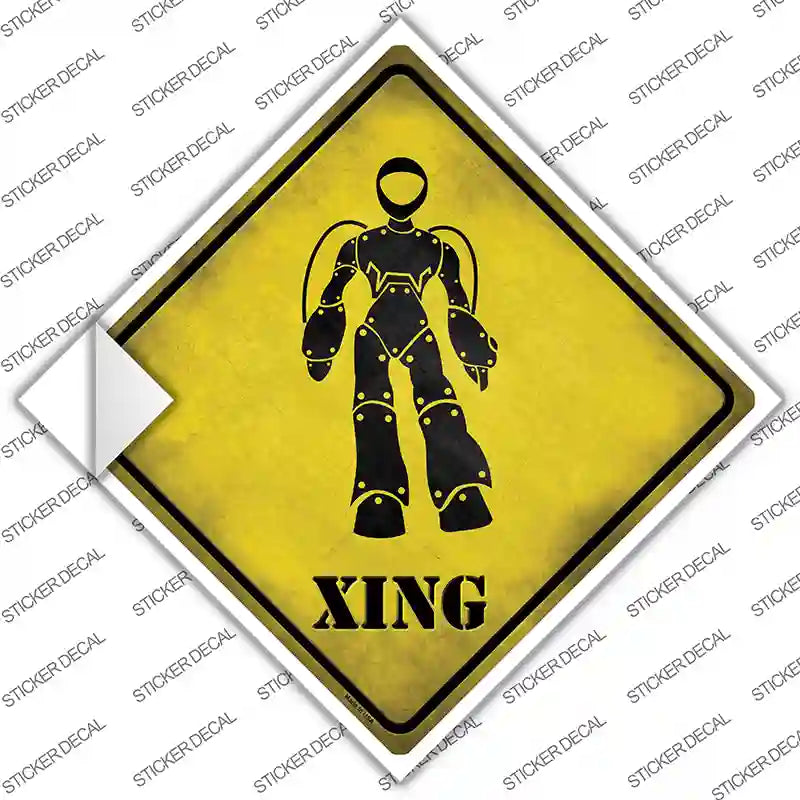 CX-155s-XL Female Robot Xing Novelty Diamond Sticker Decal - Extra Large