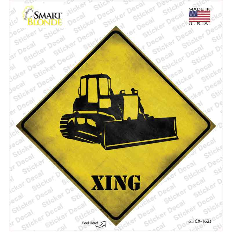 CX-162s-M Bulldozer Xing Novelty Diamond Sticker Decal - Medium