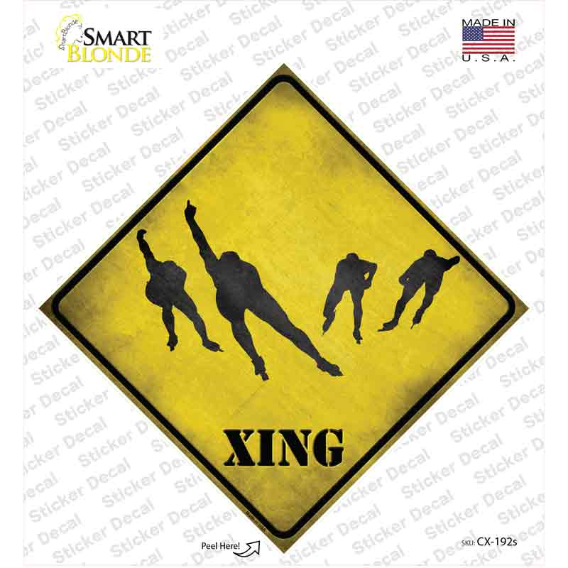 CX-192s-M Speed Skating Group Xing Novelty Diamond Sticker Decal - Medium