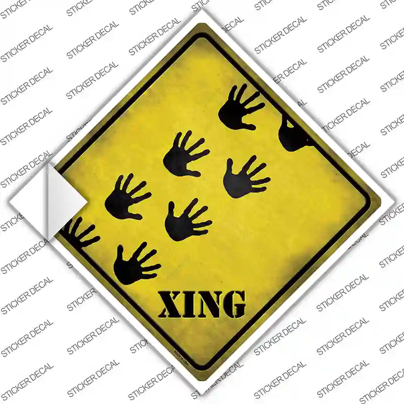 CX-197s-S Handprints Xing Novelty Diamond Sticker Decal - Small