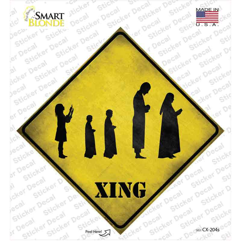 CX-204s-M Group Praying Xing Novelty Diamond Sticker Decal - Medium