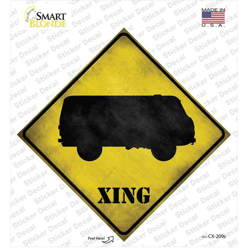 CX-209s-M Bus Xing Novelty Diamond Sticker Decal - Medium