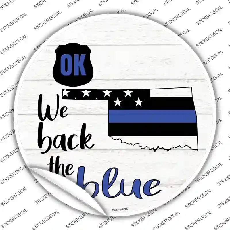 C-1265s-S Oklahoma Back the Blue Novelty Circle Sticker Decal - Small