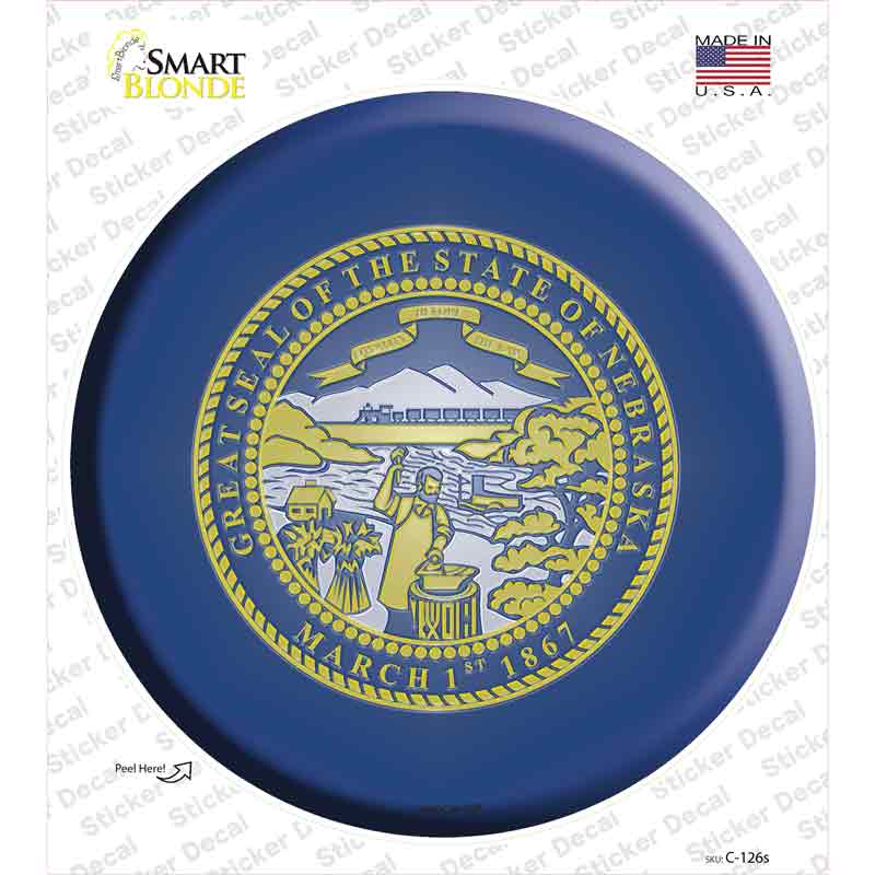 C-126s-M Nebraska State Flag Novelty Circle Sticker Decal - Medium
