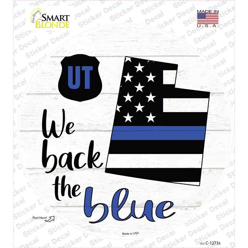 C-1273s-M Utah Back the Blue Novelty Circle Sticker Decal - Medium