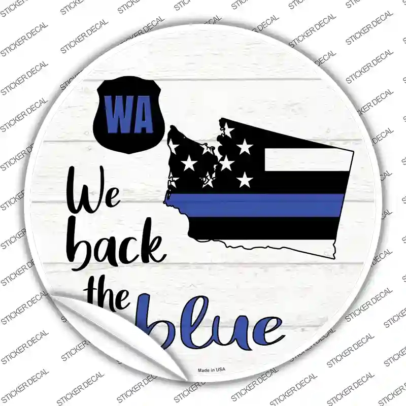 C-1276s-XL Washington Back the Blue Novelty Circle Sticker Decal - Extra Large