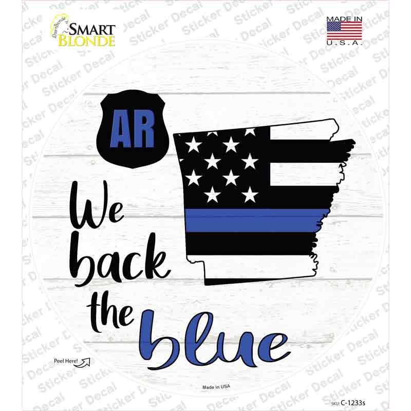 C-1233s-M Arkansas Back the Blue Novelty Circle Sticker Decal - Medium