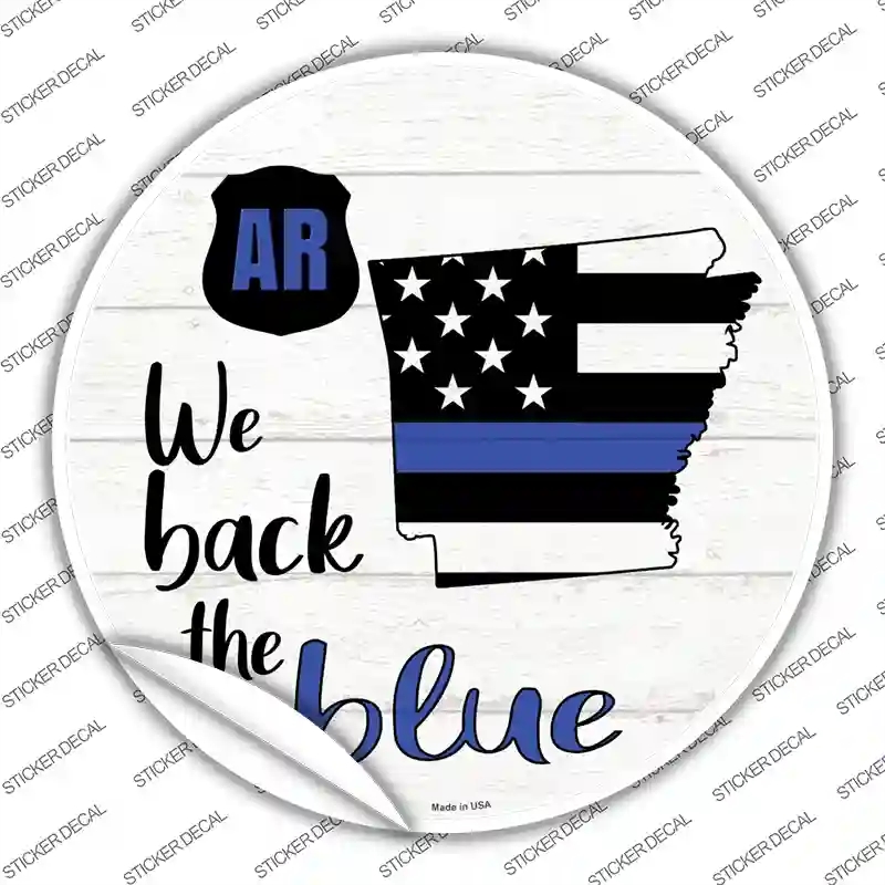 C-1233s-S Arkansas Back the Blue Novelty Circle Sticker Decal - Small
