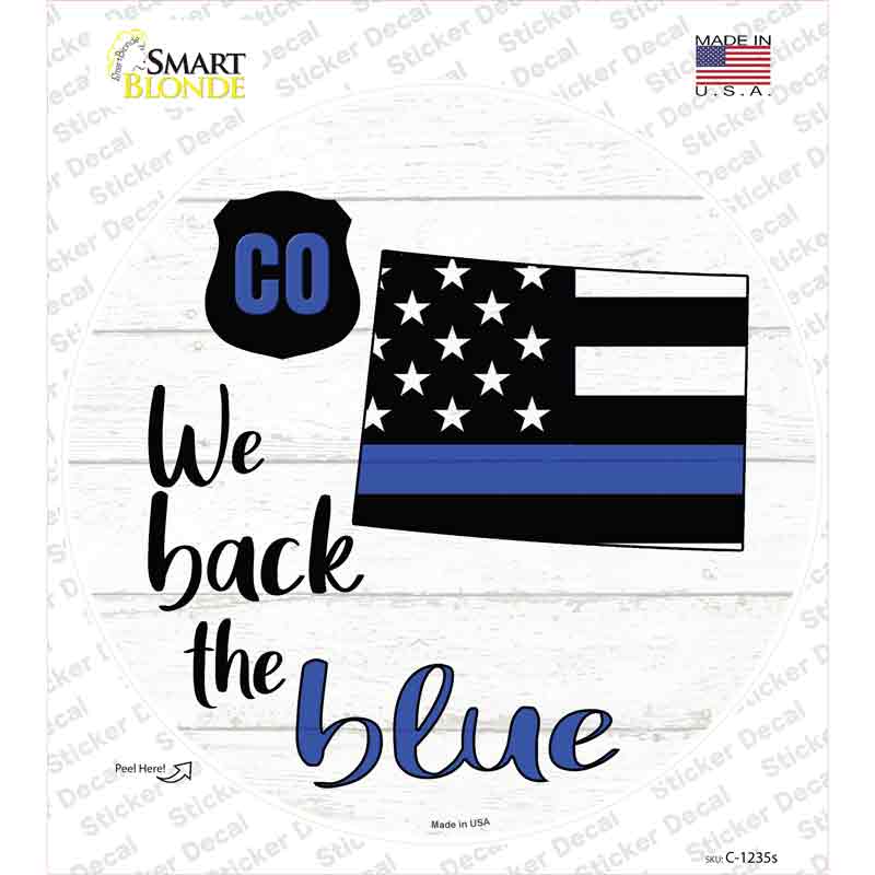 C-1235s-M Colorado Back the Blue Novelty Circle Sticker Decal - Medium