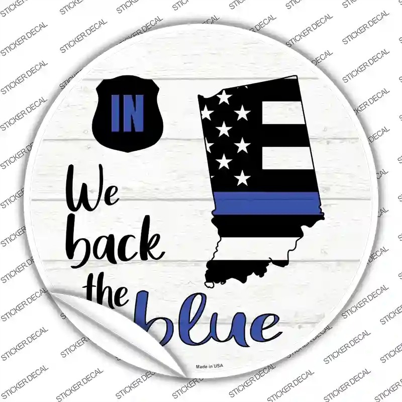 C-1243s-S Indiana Back the Blue Novelty Circle Sticker Decal - Small
