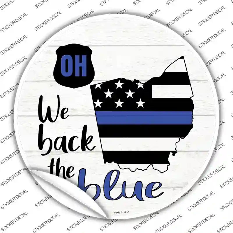 C-1264s-S Ohio Back the Blue Novelty Circle Sticker Decal - Small