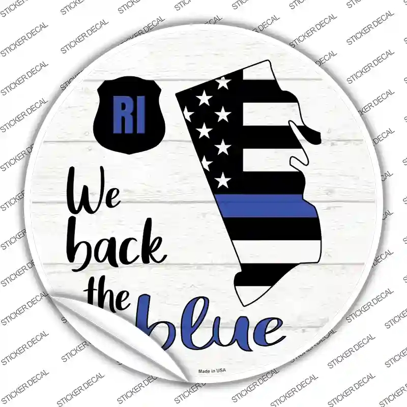 C-1268s-S Rhode Island Back the Blue Novelty Circle Sticker Decal - Small
