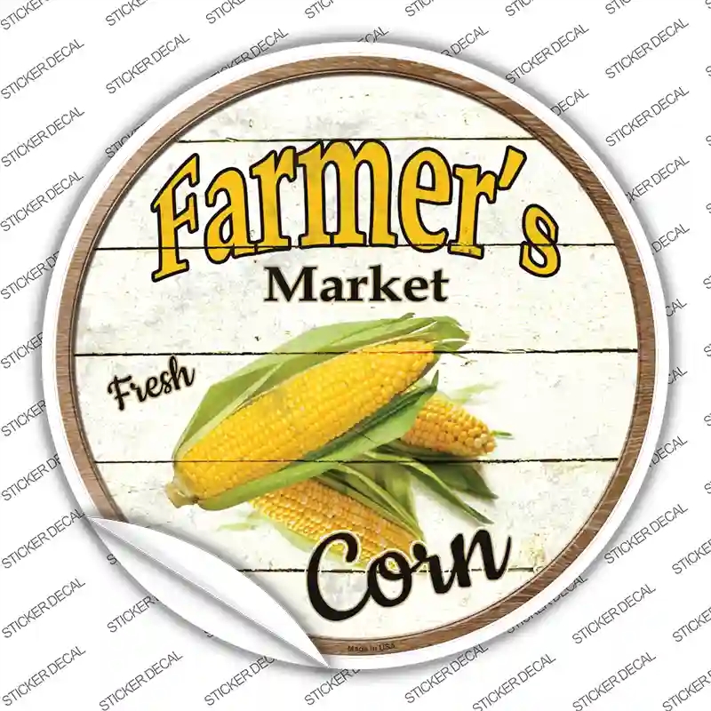 C-594s-S Farmers Market Corn Novelty Circle Sticker Decal - Small