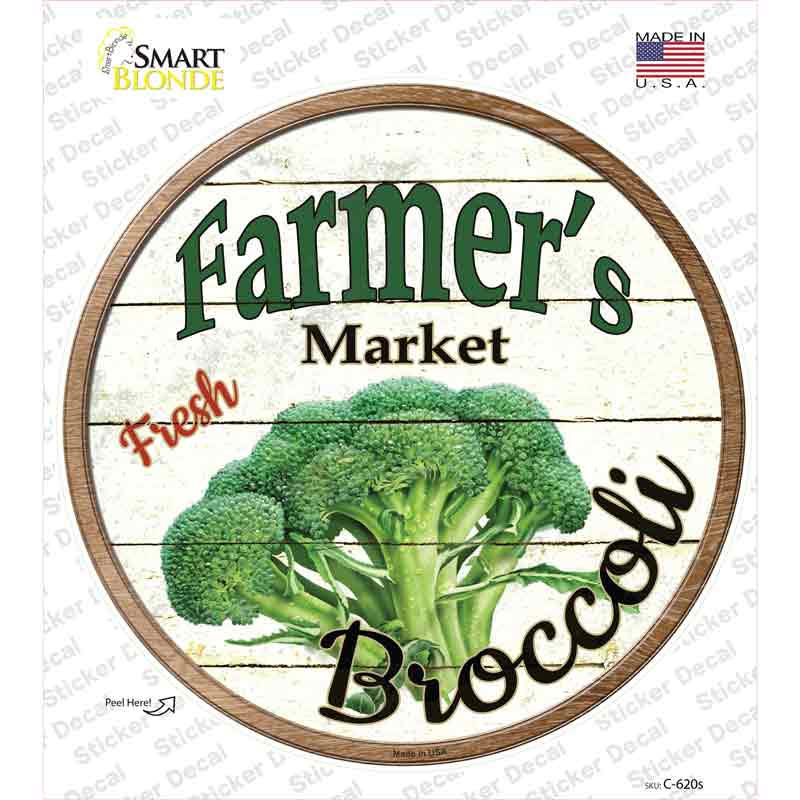 C-620s-M Farmers Market Broccoli Novelty Circle Sticker Decal - Medium