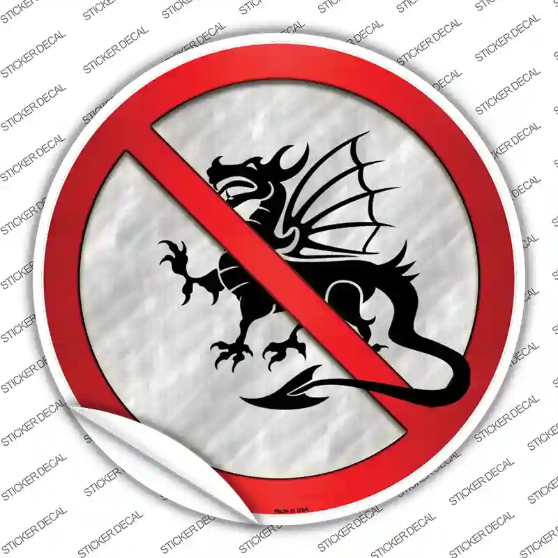 C-648s-S No Dragons Novelty Circle Sticker Decal - Small