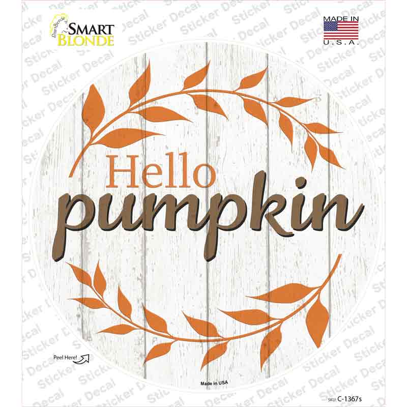C-1367s-M Hello Pumpkin Novelty Circle Sticker Decal - Medium