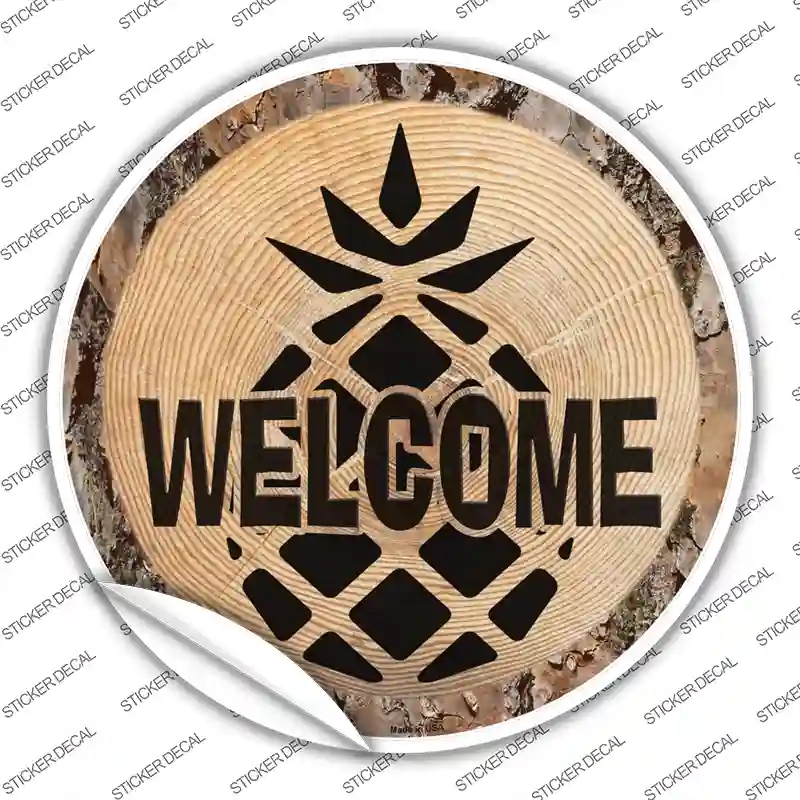 C-1400s-S Welcome Pineapple Novelty Circle Sticker Decal - Small