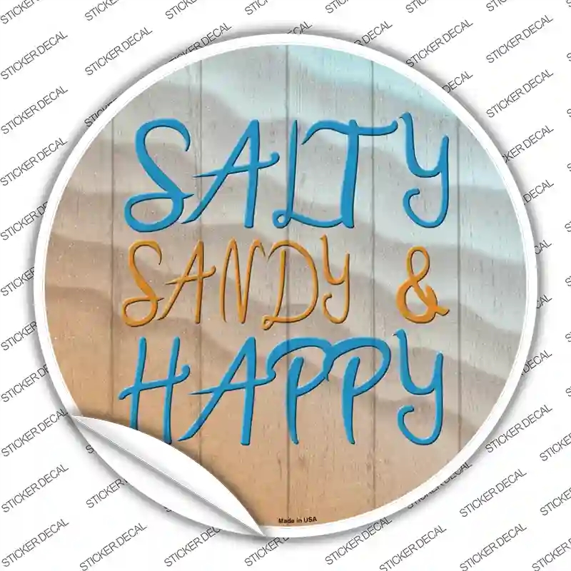 C-1406s-S Salty Sandy & Happy Novelty Circle Sticker Decal - Small