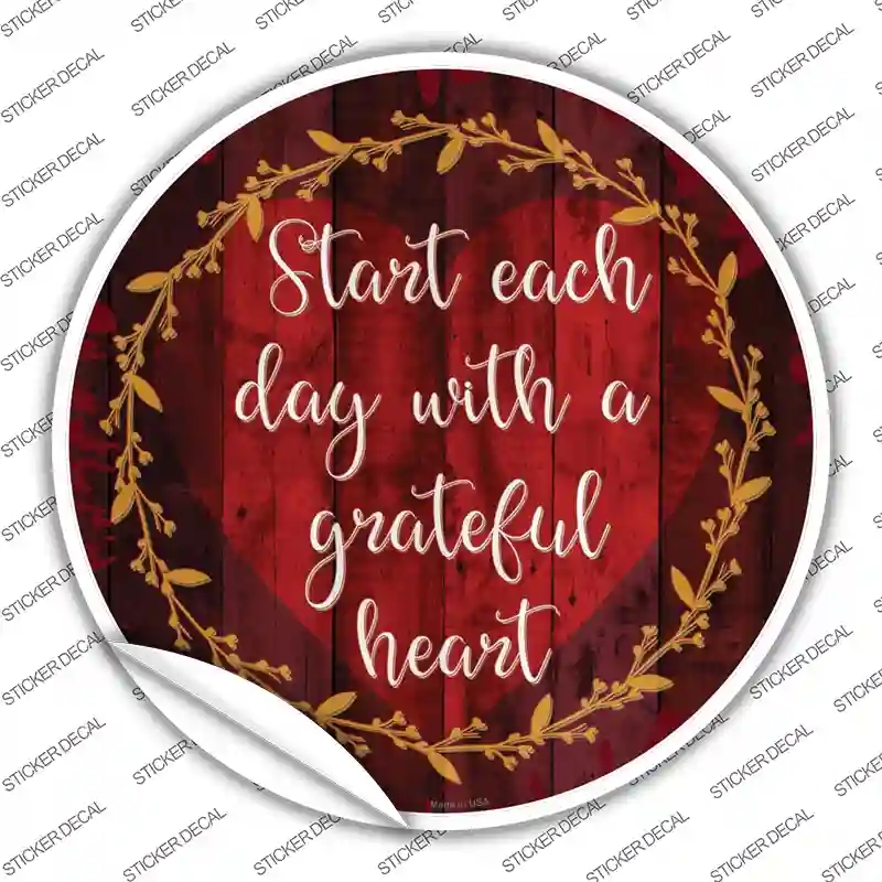 C-1419s-S Grateful Heart Novelty Circle Sticker Decal - Small