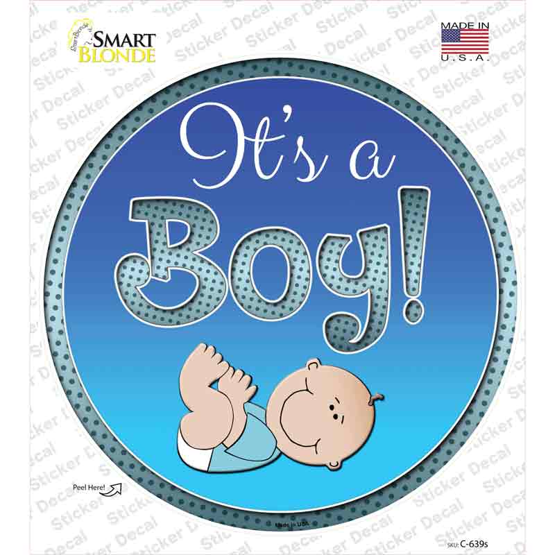 C-639s-M Its A Boy Novelty Circle Sticker Decal - Medium