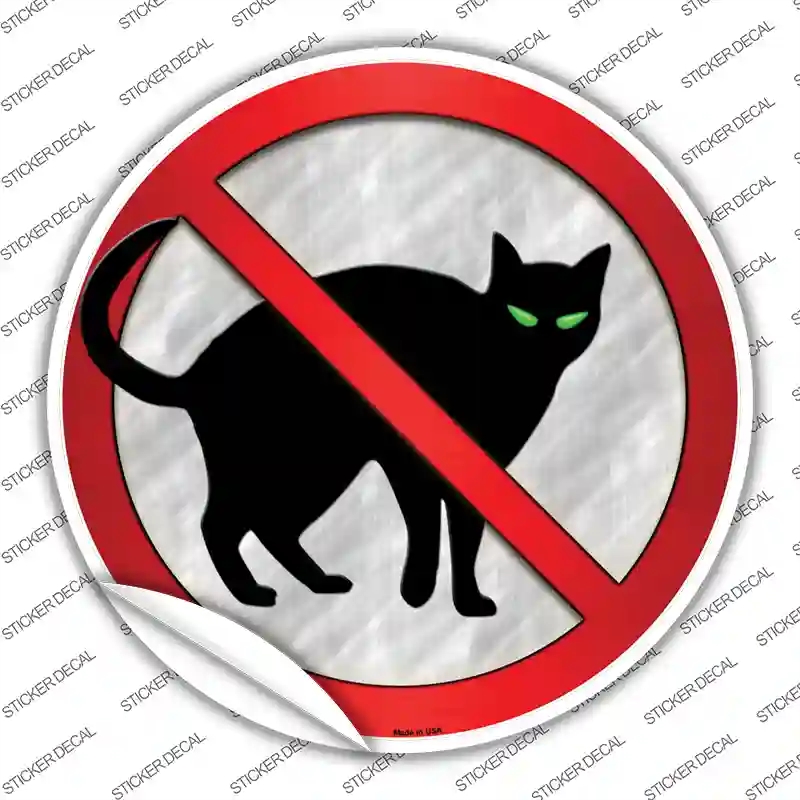 C-647s-S No Cats Novelty Circle Sticker Decal - Small