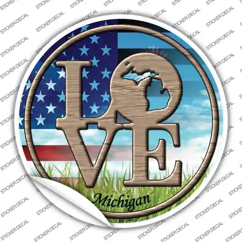 C-687s-L Love Michigan Novelty Circle Sticker Decal - Large