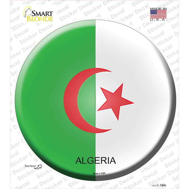 C-184s-M Algeria Country Novelty Circle Sticker Decal - Medium