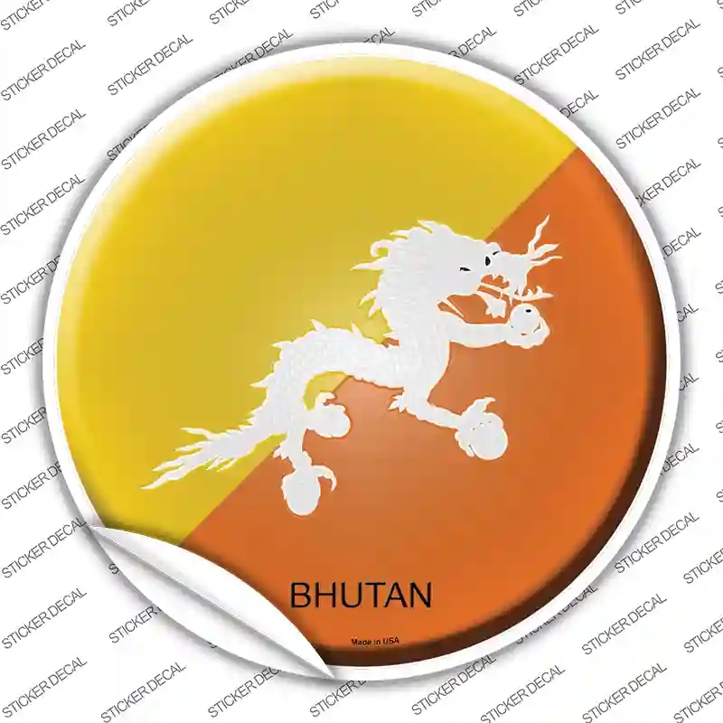 C-209s-L Bhutan Country Novelty Circle Sticker Decal - Large