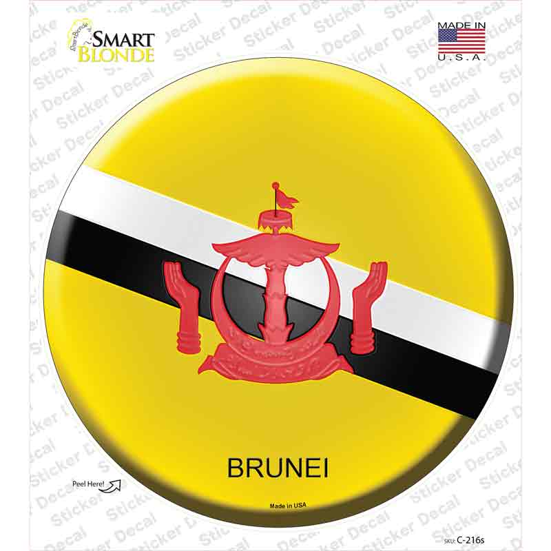 C-216s-M Brunei Country Novelty Circle Sticker Decal - Medium