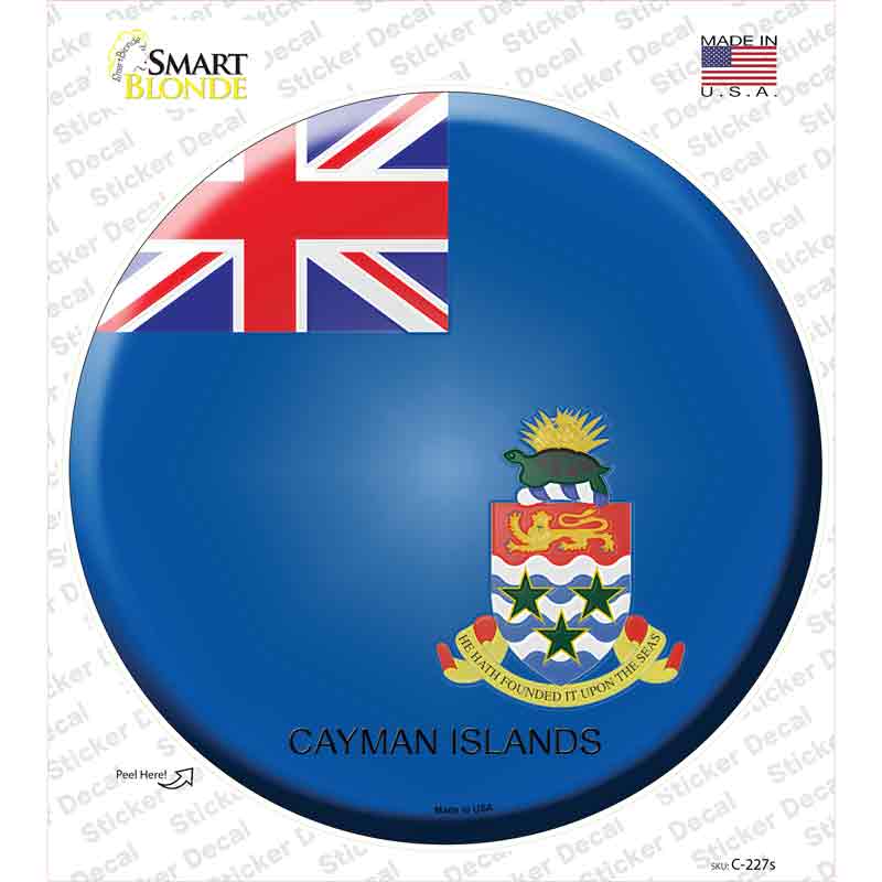 C-227s-M Cayman Islands Country Novelty Circle Sticker Decal - Medium