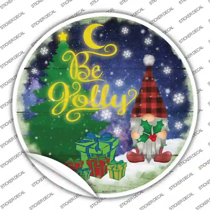 C-1561s-S Be Jolly Gnome Novelty Circle Sticker Decal - Small