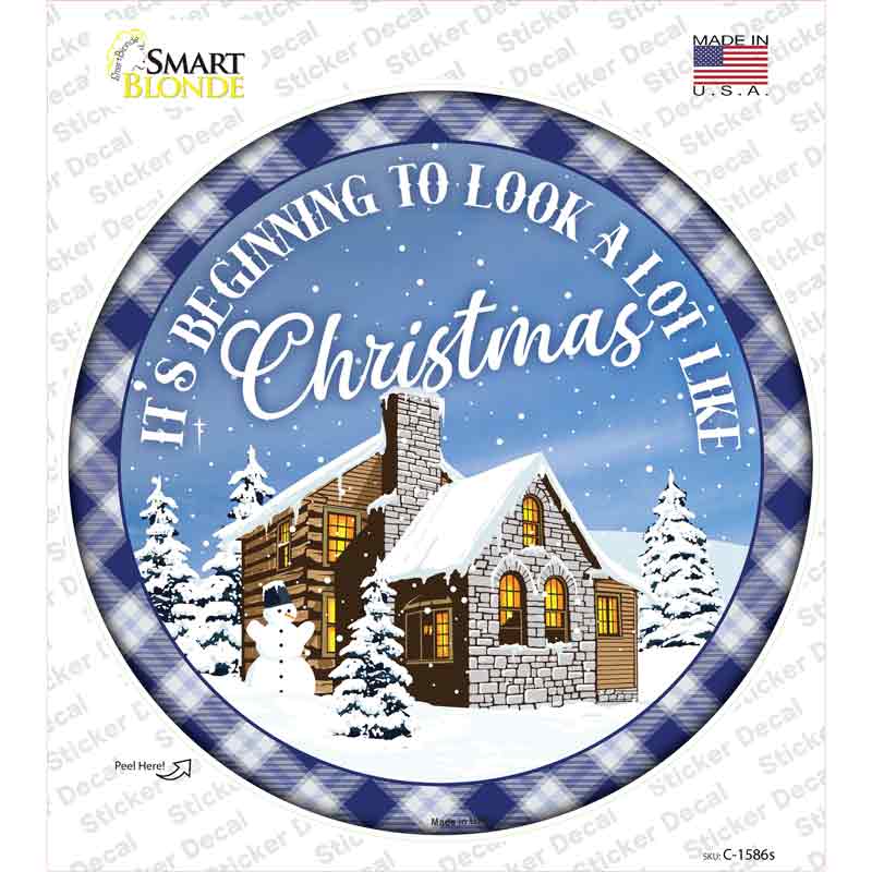 C-1586s-M Look A Lot like Christmas Novelty Circle Sticker Decal - Medium